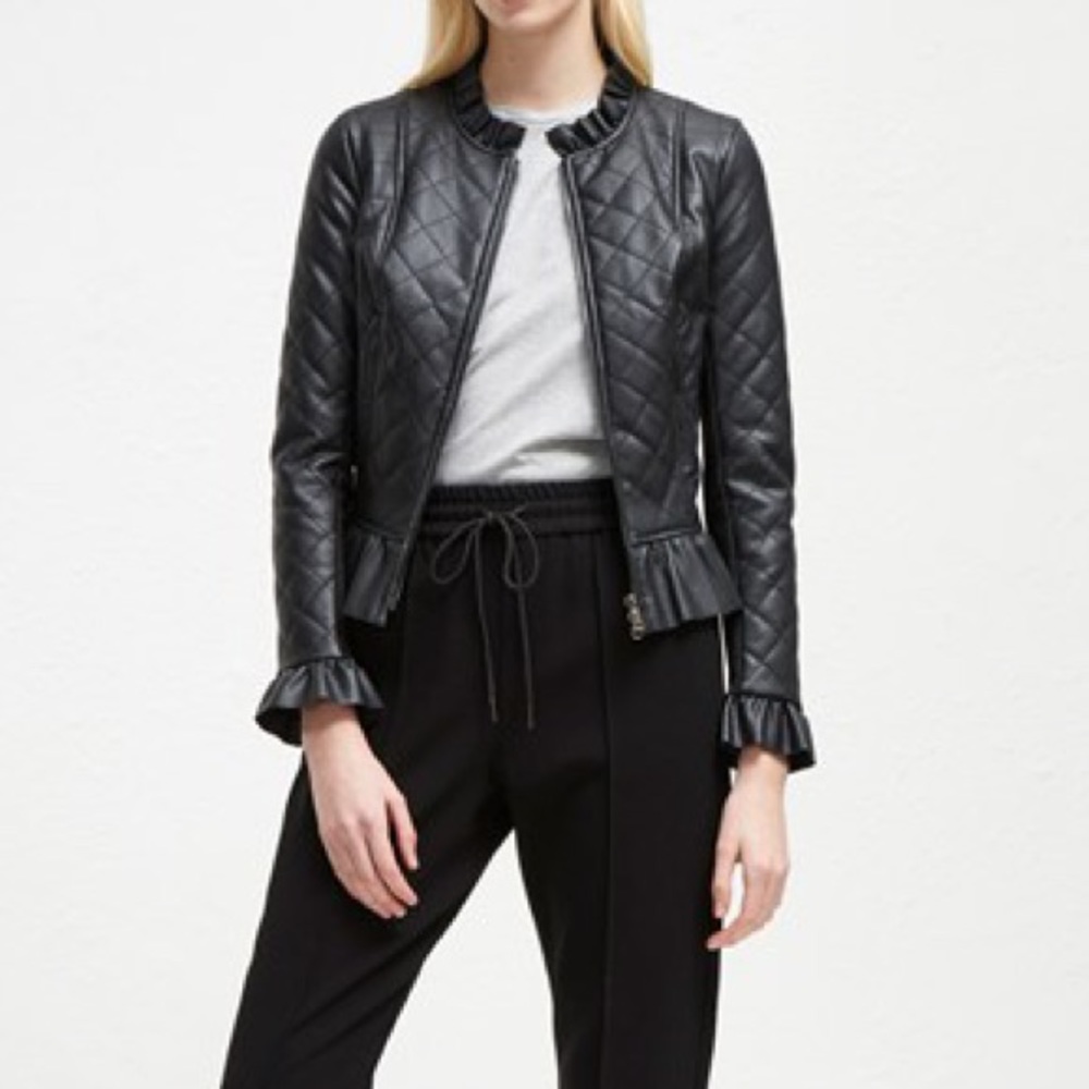 French Connection Size 4 Faux Leather Jacket